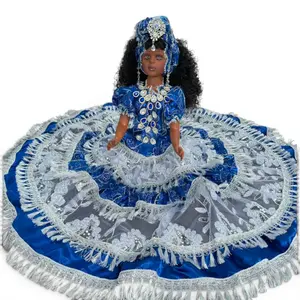 26" Inch Blue Gitana Muneca Spiritual Altar Figure – Santeria Yoruba Religious Decor, Caribbean Gypsy Style Ceremony Statue with Blue & Silver Dress for Adult Spiritual Use