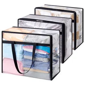 Lifewit Clear Clothes Storage Bags, 40L/60L Vinyl Moving Bags with Zipper for Comforter, Bedding, Duvet, Pillow, Closet Organizer