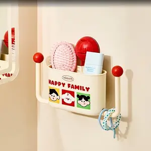 No Drill Adhesive Wall-Mounted Bathroom Shelf with Suction Cup Organizer - Heavy-Duty Suitable for Hair Ties, Combs, Headbands Storage Rack, Space-Saving Shelf for Shower, Bathtub, Mirror - Assembly, No Screws Required, Shelves