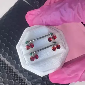 Red cherry nipple rings Stainless Steel Piercing Jewelry