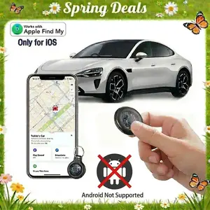 [Spring Deals] Tukio GPS Tracker(iOS Only) for Cars & Pets - Mini Clear Design, Weatherproof Case, Anti-Lost Device, Works with Apple Find My iOS Only, IP67 Waterproof, Replaceable Battery Protection