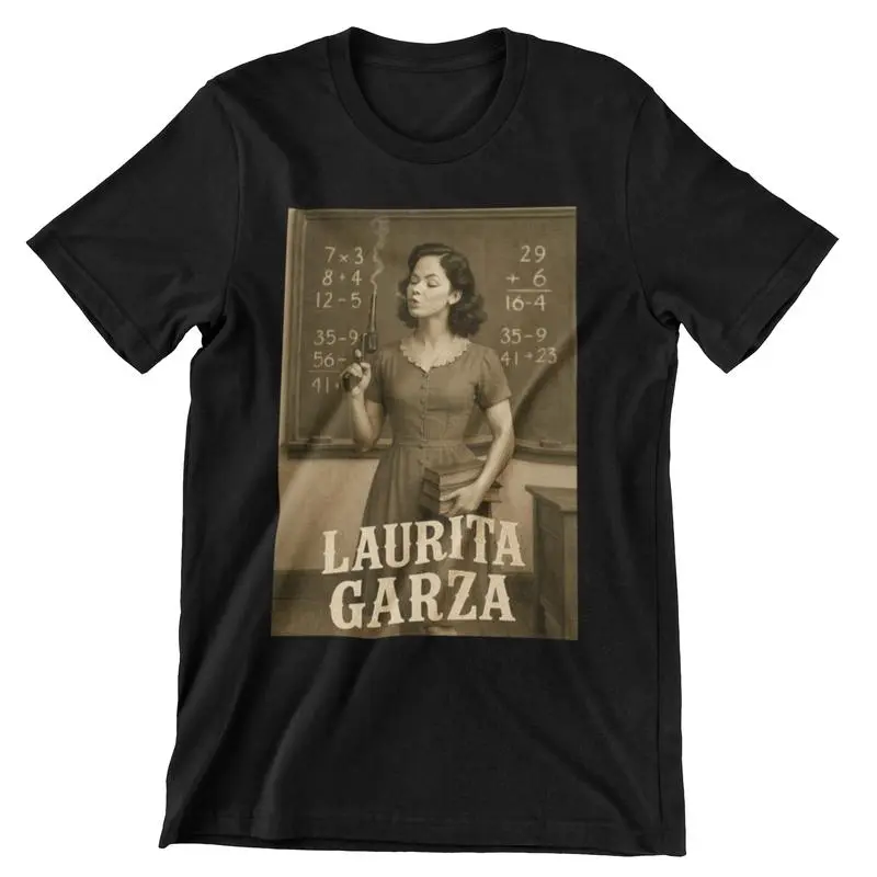 Laurita Garza Corrido Graphic T-Shirt, Unisex Retro Chicano Heritage Print Top in 100% Cotton with Round Neck and Fitted Cut, S, M