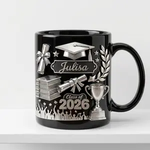 Personalized Graduation Mug 2D Printed 3D Effect Coffee Cup Unique Design for Daughter Class of 2026 Masters Graduate Keepsake Celebration Gift Idea Special Graduation Present for Her Senior Grad