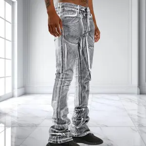 Foiled Metallic Stacked Denim Men Jeans 2024 Streetwear Pants by Armor Jeans: 36" Inseam, Unique Shiny Design, Stretchable Cotton, 9 Colors Menswear Trouser Pocket