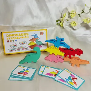 Dinosaur Toys for Kids 3-5, Wooden Stacking Montessori Toys, Christmas Birthday Gifts, Balance Competition Game, Family Fun Game, Family Stocking Stuffers