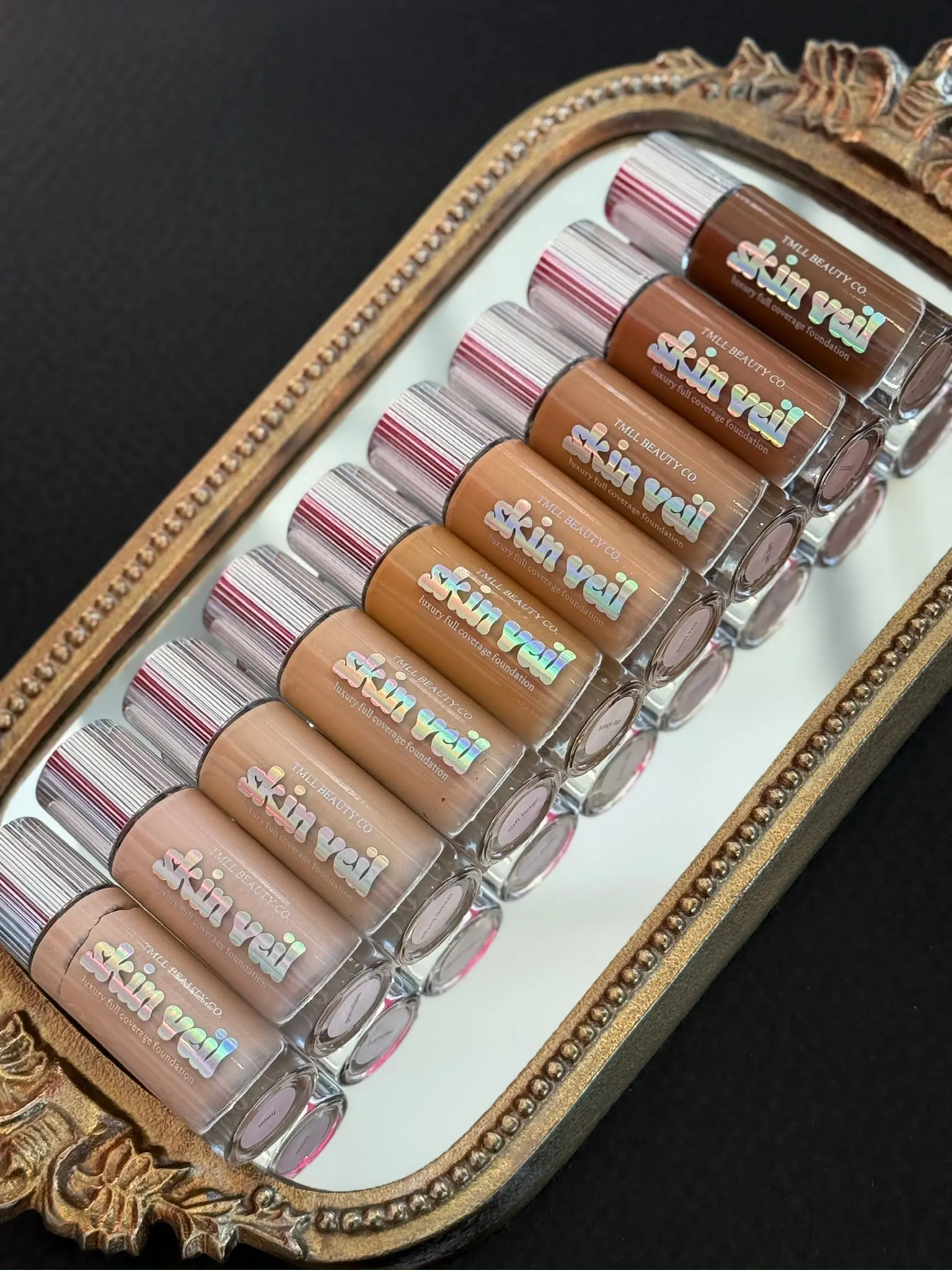 Luxury Full Coverage Skin Veil Foundation, Honey-Caramel-Beige Shades, Oil-Free Cream Formula for Flawless Complexion