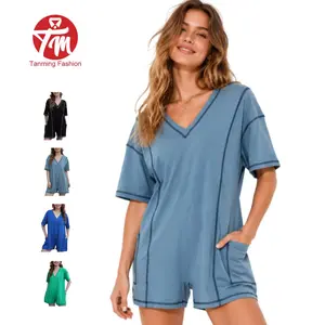 Tanming Women's Minimalist Reversible Casual Sporty Jumpsuit - Basic, Contrast Stitch, Oversized Athletic Overalls for Everyday Workout,summerwins