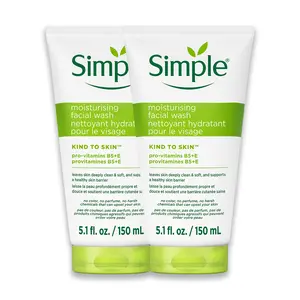 Simple Kind To Skin Moisturizing Face Wash - Facial Cleanser with Vitamin B5 and E - Removes Oil, Dirt, and Other Impurities - Sulfate Free - 2 pc Holiday Wellness Skincare Set