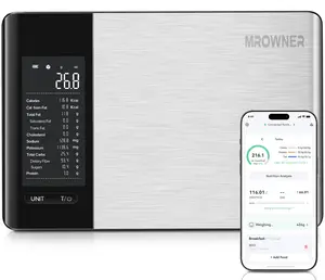 MrOwner Food Nutrition Scale, Digital Grams and Ounces for Weight Management With App, 19 Facts Tracking, 11 Pounds-Large, Stainless Steel Healthcare Springtok