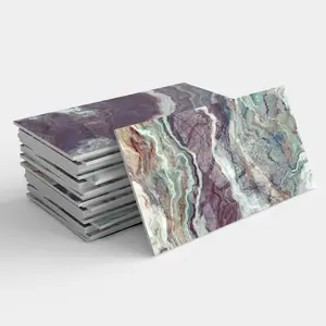 24/48/96 PCS TSF PVC+PET Crystal Foam Tile Stickers Purple Green Veined Natural Onyx Pattern Waterproof Oil-Proof for Kitchen Bathroom Floor Ceiling Tile Old Wood Home Decoration Decorative Sticker