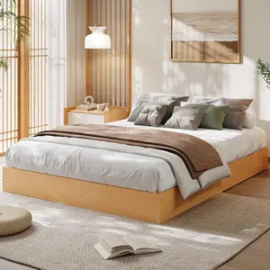 Wood Platform Bed Frame,Wooden Bed Frame Without Headboard, Wood Slat Support,No Box Spring Needed, Easy Assembly