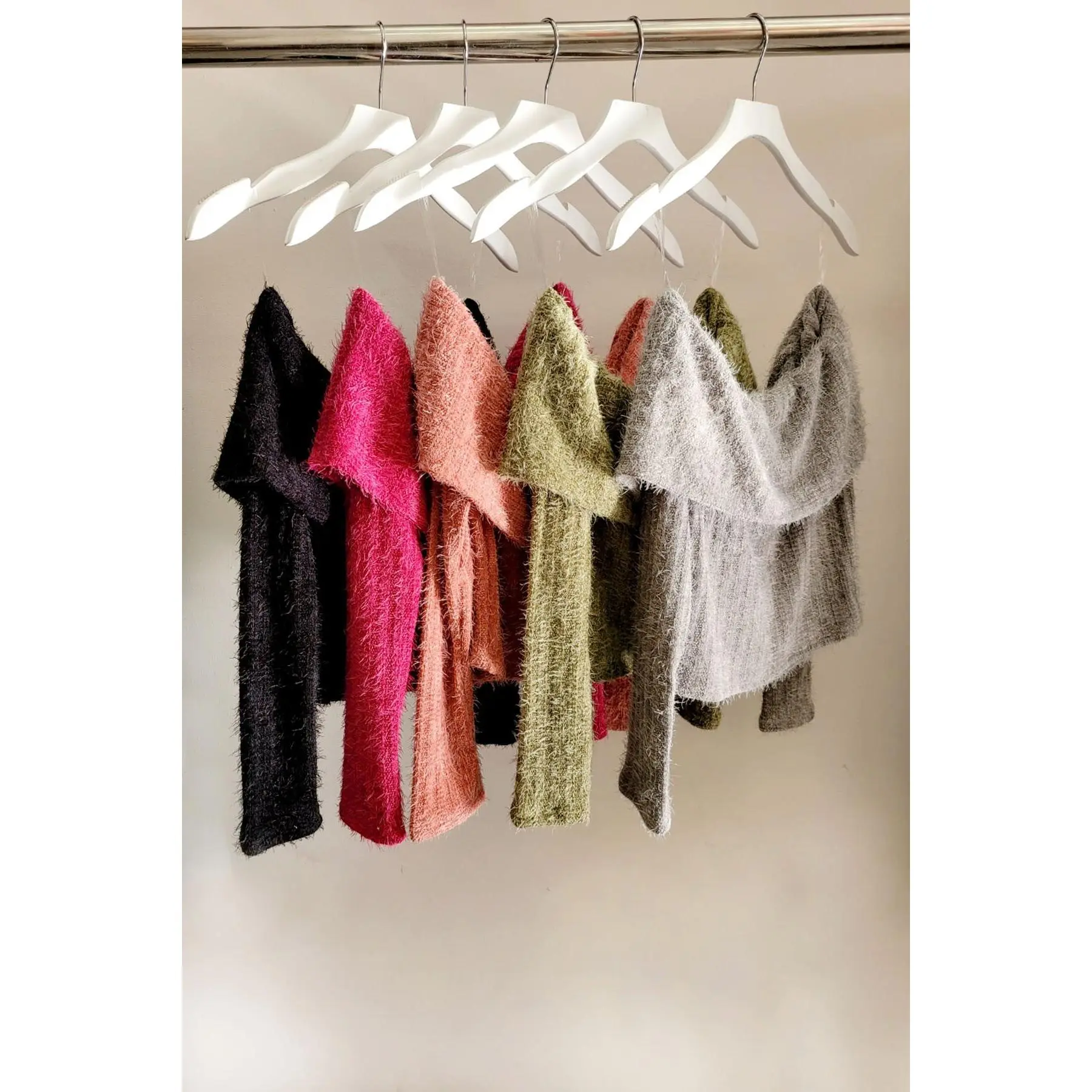 GWEN OFF SHOULDER FUZZY SWEATER
