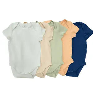 Baby Bodysuit for Boys and Girls, Short Sleeve Soft Bamboo Rayon Onesie with Snap Closure, Ideal for Everyday Wear or Baby Gift