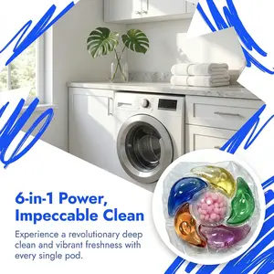 6-in-1 Floral Laundry Pods – Multi-Effect Powerful Clean, One Pod Does It All, Keeps Clothes Soft & Smelling Amazing