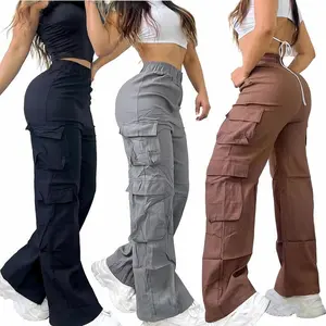 Casual Cargo Pants for Women - 2025 Fashion Multi-Pocket Solid Color Long Pants - Street Style - Cargo Pants for Women Streetwear