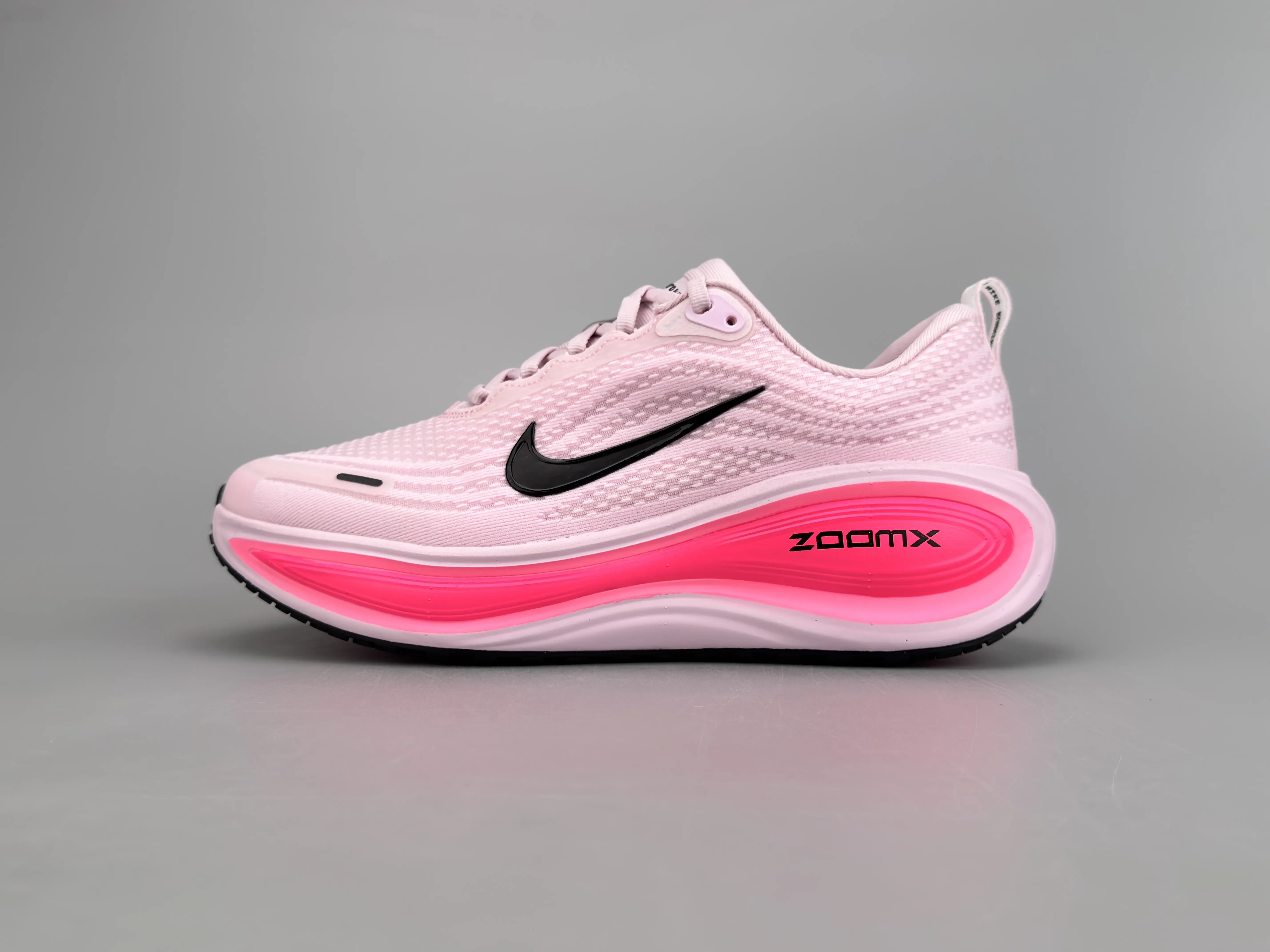 Pastel Pink Woven Mesh Running Sneakers, Shock‑Absorbing Curved Thick Sole, Breathable Lightweight Sport Shoes for Outdoor Training