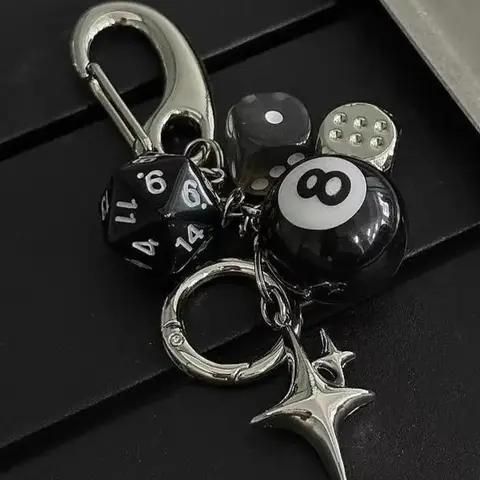 Y2K Dice Keychain, Punk Style Star Design, Alloy Bag Charm for Men & Women, Unisex Accessory, Fashionable Alloy Keychain