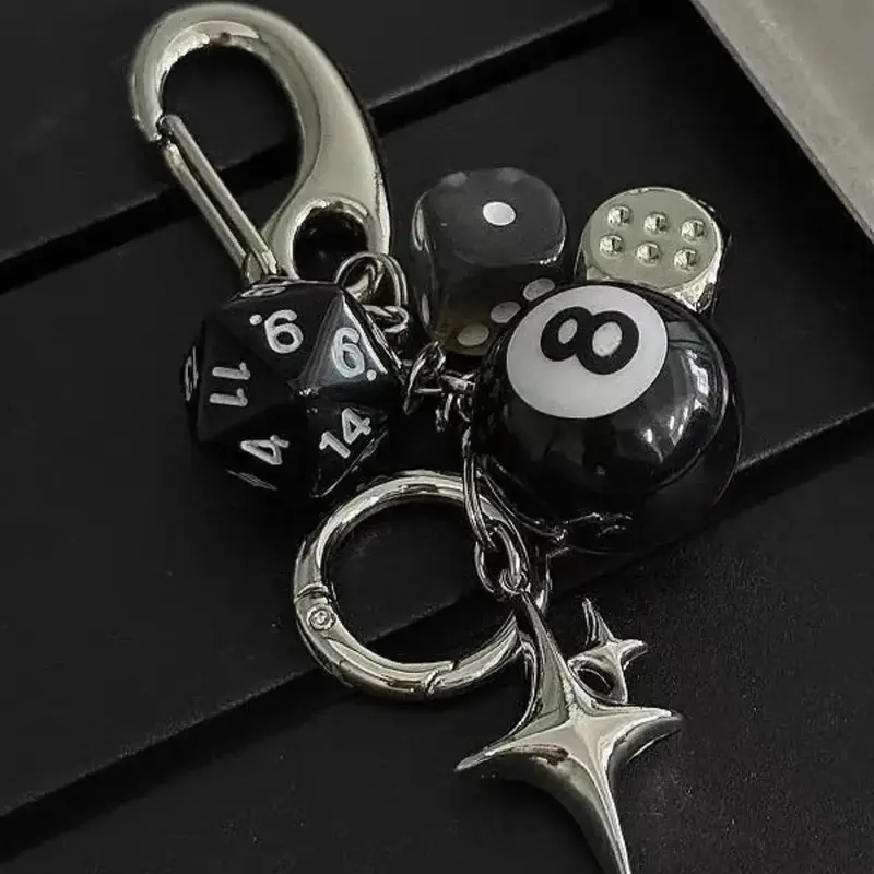 Y2K Dice Keychain, Punk Style Star Design, Alloy Bag Charm for Men & Women, Unisex Accessory, Fashionable Alloy Keychain
