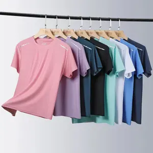 Women's Elastic Breathable T-Shirt - Plain Medium Length Short Sleeve Crew Neck Summer Top True to Size Poly Blend