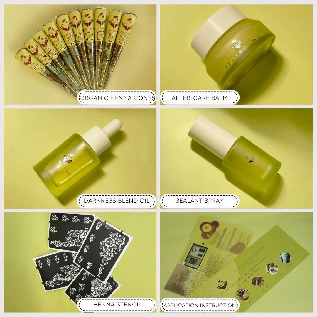 Organic Henna Cones with After Care Kit for Reddish-Brown Color