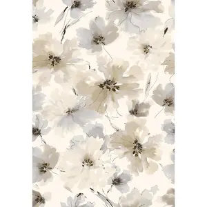 Floral Peel and Stick Wallpaper, Beige Yellow Watercolor Flower Contact Paper Peel and Stick for Bedroom, Vintage Removable Waterproof Self Wall Paper 118 x 17.3in, 14.4 sq.ft