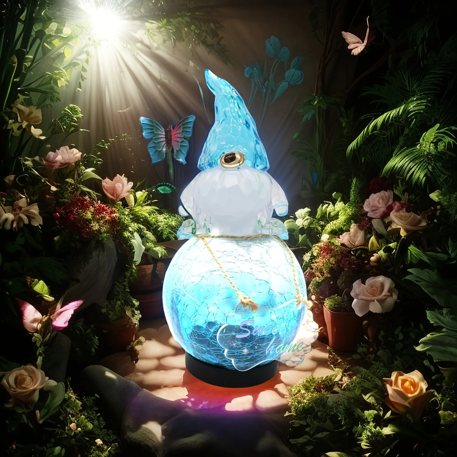Transparent Elf Statue Light, Exquisite Home Ornaments, Outdoor Statue Light, Suitable for Indoor, Outdoor Gallery Pavilion Desktop Decoration with Floor Plug IP44