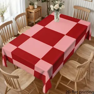 1 Piece, 2D Flat Valentine's Day Happy Tablecloth Red Checkered Tablecloth, Suitable for Restaurant Decoration with 2D Flat Printing Perfect for Spring and Summer Decoration, Valentine's Day Gift