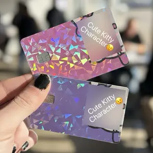 (2 Pack) Anime Kitty Holographic Debit Card Skins - Custom Fan Art Covers for Sanrio Fans, Dynamic Design, Affordable Gift