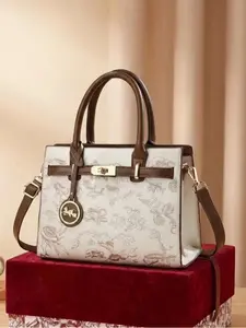 Ladies' handbag, high-end design embroidered ladies' shoulder bag, made of high-end leather, embroidered with floral patterns, decorated with scarves, large internal space, suitable for various occasions, Stylish handbag, Handbag Shoulder Purse