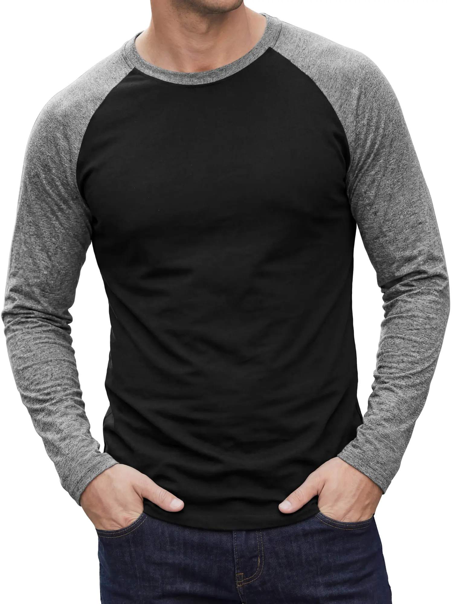 INSPIRE CHIC Men's Raglan T-Shirts Long Sleeve Crewneck Casual Lightweight Baseball Tee Shirt