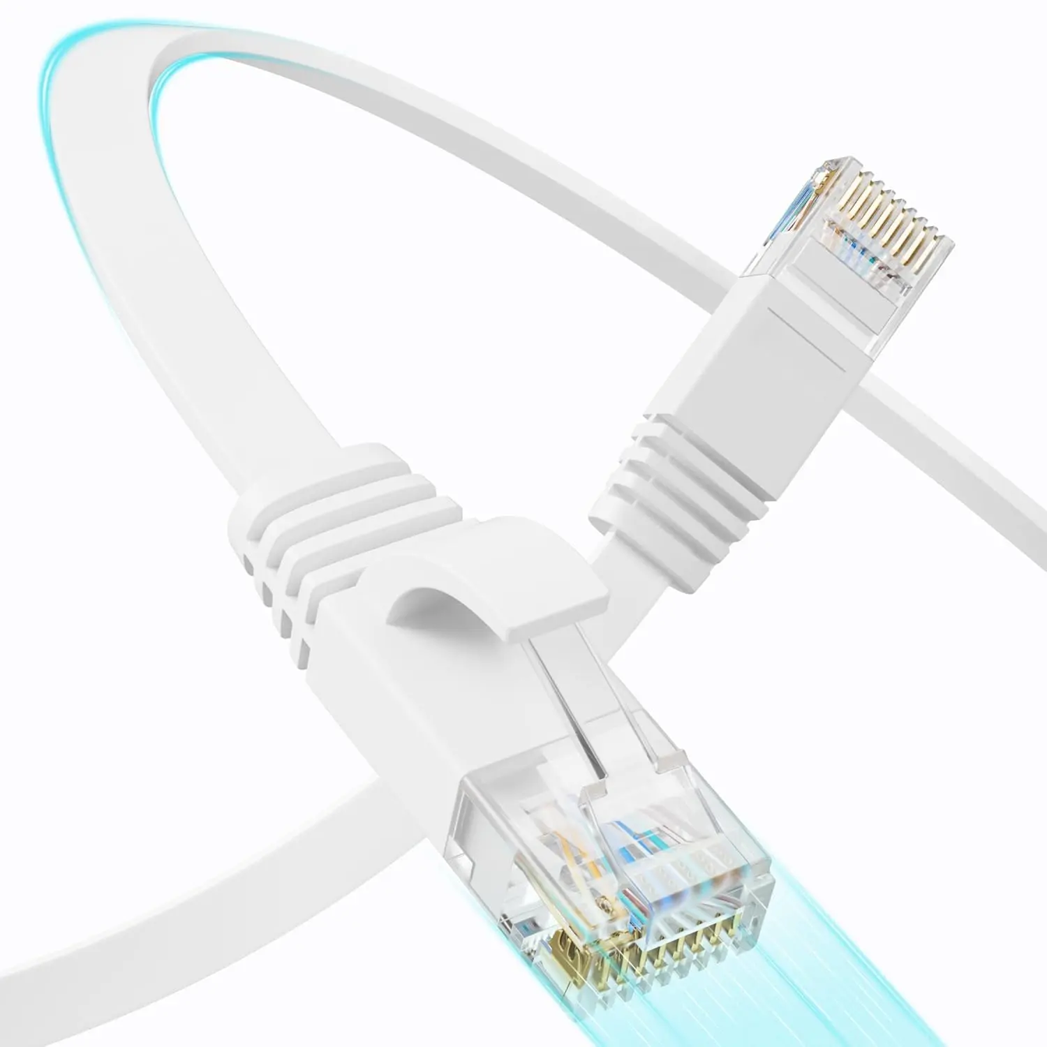 6 Flat Ethernet  100 FT, UTP 10Gbps High-Speed Cat6 Ethernet , Pure Copper  6 , Long Ethernet  for  or Office Network Wiring, White