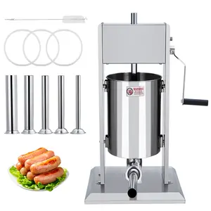 Manual Sausage Stuffer 5L/11lbs - Heavy Duty Stainless Steel Meat Filler - Dual Speed Operation, 4 Stuffing Tubes, Home & Commercial Kitchen Compatible