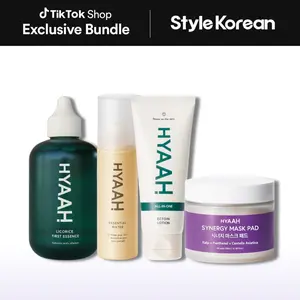 [Hyaah] Best Korean Moisturizing Set - Chamomile 80.9 All Day Essential Water 100ml, Synergy Mask Pad, All-in-one Ectoin Lotion, Licorice First Essence