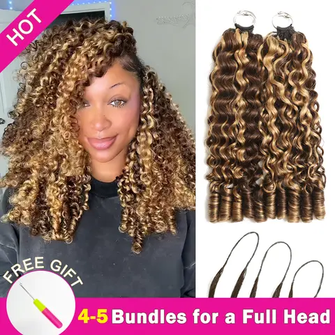 【New Color】Asakiss Miracle Knots Human Hair Crochet Extensions, Beginner-Easy DIY Burmese Curly Bundles, P4/27 Honey Blonde, 99J Burgundy, T1B/30 Ombre Brown, 50g 40 Strands Each, 4-5 Needed for Full Head Protective Styles, Reusable Flatiron Friendly, Bun