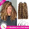 【New Color】Asakiss Miracle Knots Human Hair Crochet Extensions, Beginner-Easy DIY Burmese Curly Bundles, P4/27 Honey Blonde, 99J Burgundy, T1B/30 Ombre Brown, 50g 40 Strands Each, 4-5 Needed for Full Head Protective Styles, Reusable Flatiron Friendly, Bun