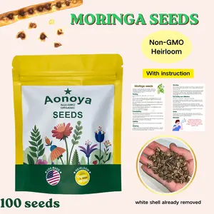 【SummerVibes】Moringa Seeds - Non-GMO, High Germination, Organic, Fast-Growing Superfood Tree - 100ct (Approx) - Ideal for Home Cultivation & Edible Uses summergarden