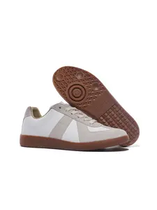 Outdoor Casual Lace-Up Sneakers Unisex Couple Versatile Daily Training Shoes, Low Top Medium Width PU Leather Textile All Seasons