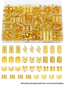 220pcs Alloy Hair Jewelry for Braids, Multi-Style Hair Cuffs, Adjustable Metal Braids Rings, Non-Piercing Ear Clips