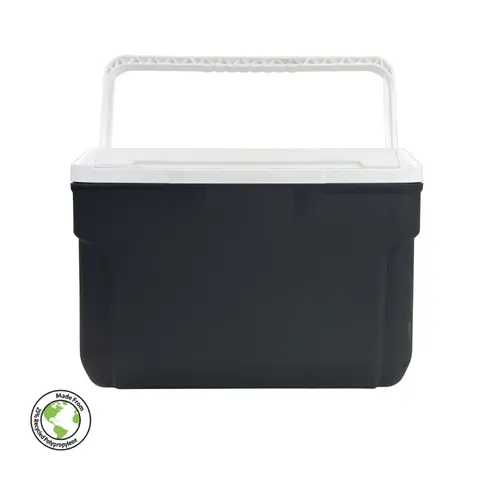 10 Quart Hard Side Cooler 14 Can Capacity Gray Portable Insulated Container Made in the USA with White Handle