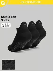 GLOWMODE 3 Pairs Socks Walk A Mile Soft Ventilated Mesh Grip Studio Workout Daily All seasons