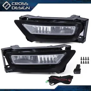 CROSSDESIGN Fit For 2013-2015 Honda Accord Sedan Fog Light Lamp w/ Switch+Bulbs+Bezel Set