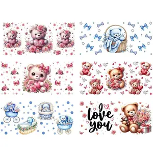 6pcs Horse Flower UV DTF Cup Wraps UV DTF Transfer Waterproof Customizable Stickers for Glass Cups Furniture Craft DIY Crafts Rub on Transfer Stickers for DIY Water Bottle Laptop Decal Wood Car (KQ1820)
