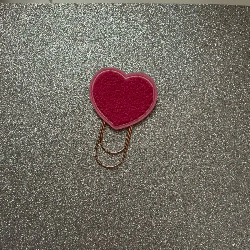 Pink Heart Paperclip Bookmark - Soft Felt Heart with Light Pink Trim Rose-Gold Paperclip Planner Journal Accessory