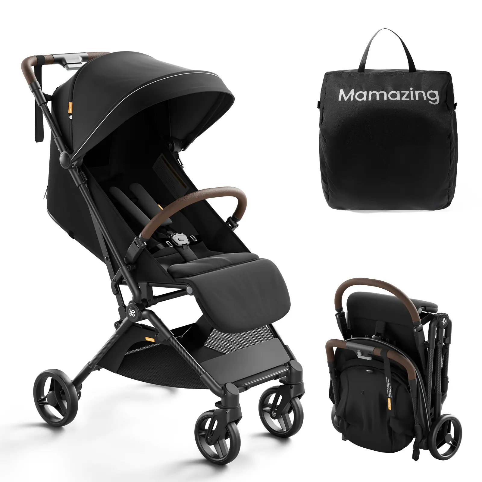 Mamazing Ultra Air Foldable Lightweight Travel Stroller - Mom’s Choice Gold Award Winner, 11.6 lbs Ultralight Compact, Convertible Car Seat Compatible, Lightweight Infant, Foldable Pram, Everyday Travel, Toddler Option, Everyday Travel Stroller