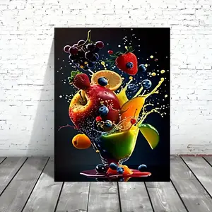 Vibrant abstract fruit and juice canvas art, colorful kitchen, living room, bedroom, office and bar decor, canvas wall art, perfect for room decoration