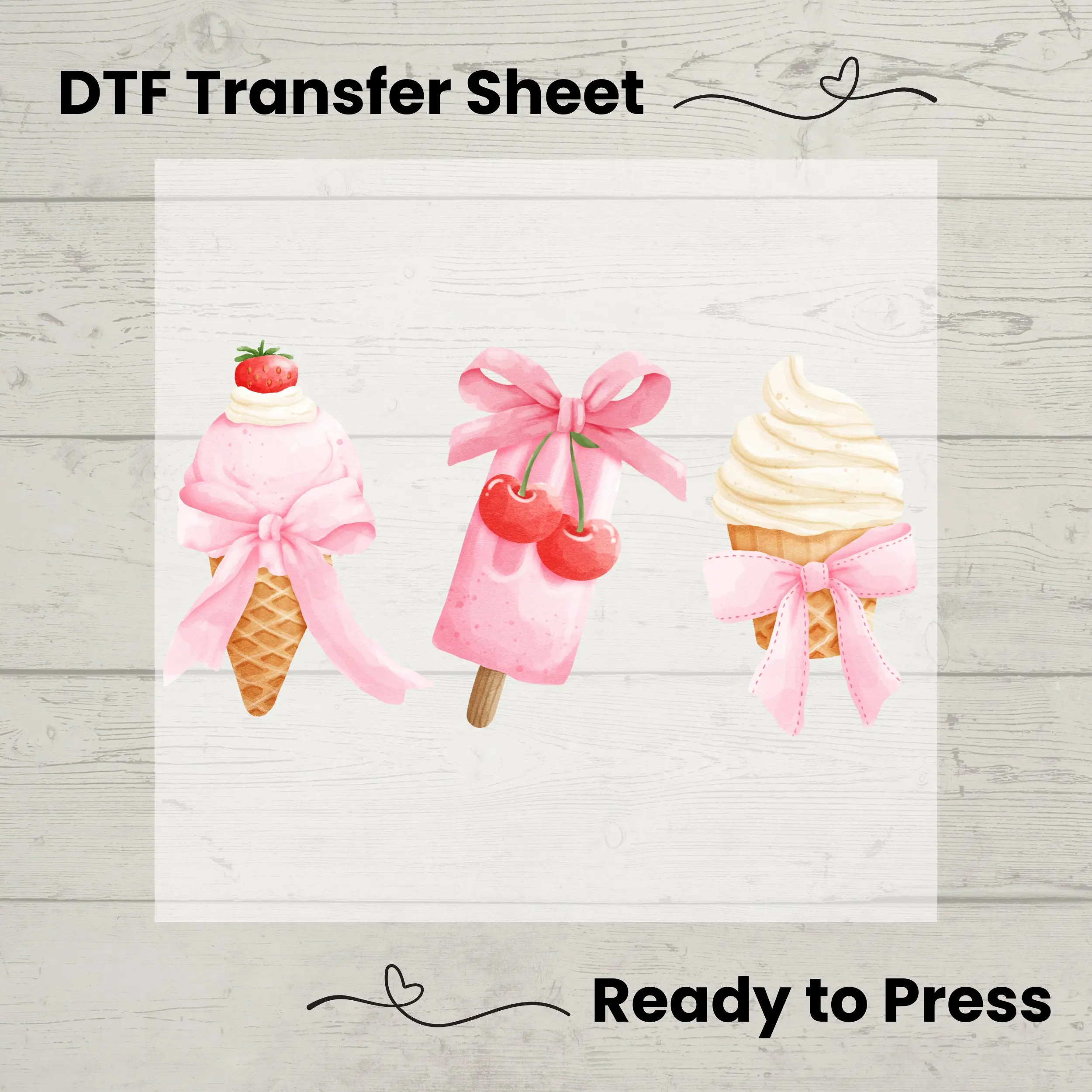 Coquette Ice Cream DTF, Dtf Transfer Sheet, Ready to Press, Custom Dtf, Diy Heat Transfer, T-Shirt Transfer, Coquette Aesthetic  Shirt