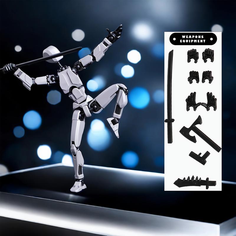 Assembled 3-piece set of 3D printed multi-joint action figures T13, fully movable robot model, suitable for stop-motion animation, Halloween gifts and Christmas gifts,Collectible Figurines Metal Anime Design，print action figure