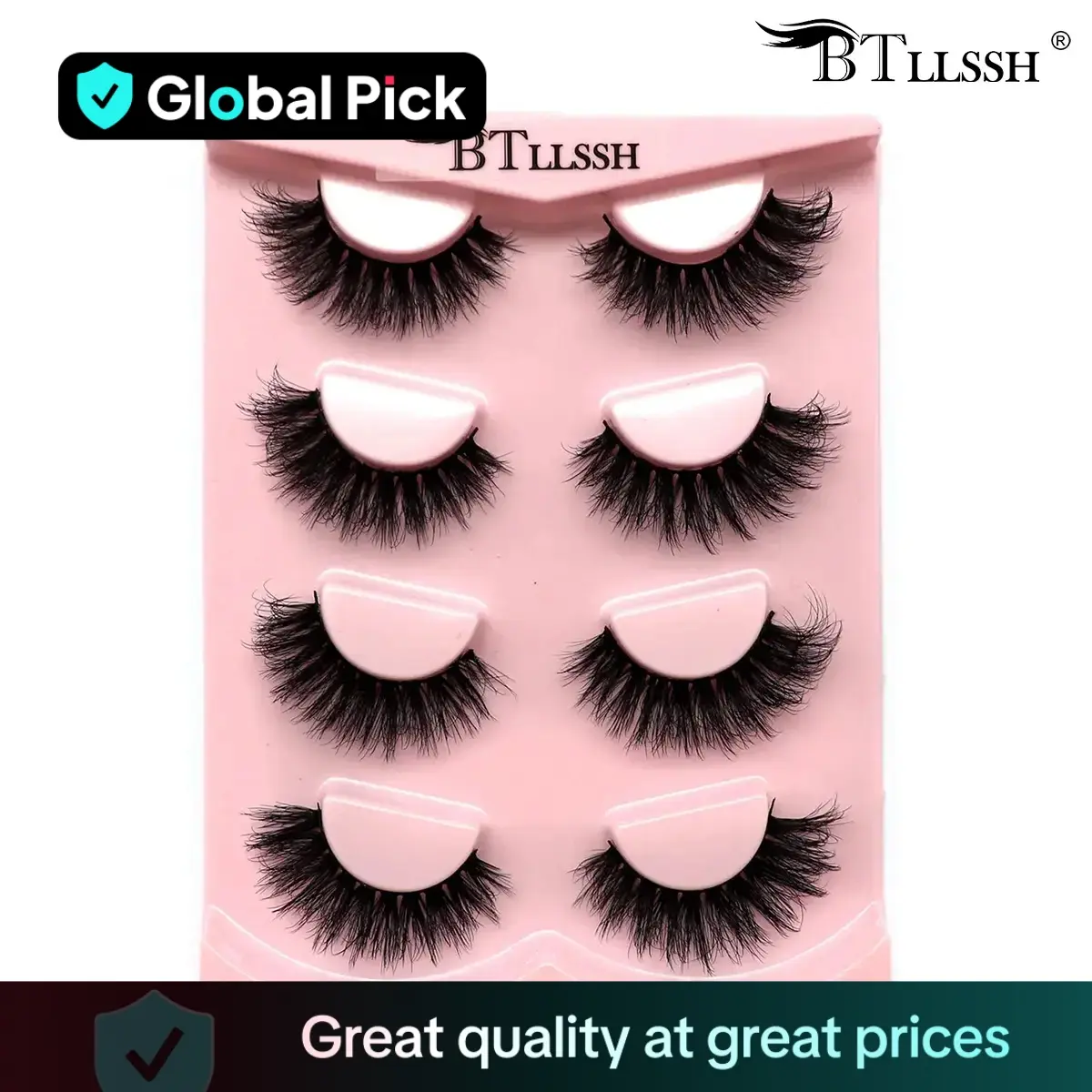 Thick False Eyelashes, Wispy Cat Eye Look Faux Cluster Lashes, Natural Curling Eye Makeup Strip Lash for Women & Girls