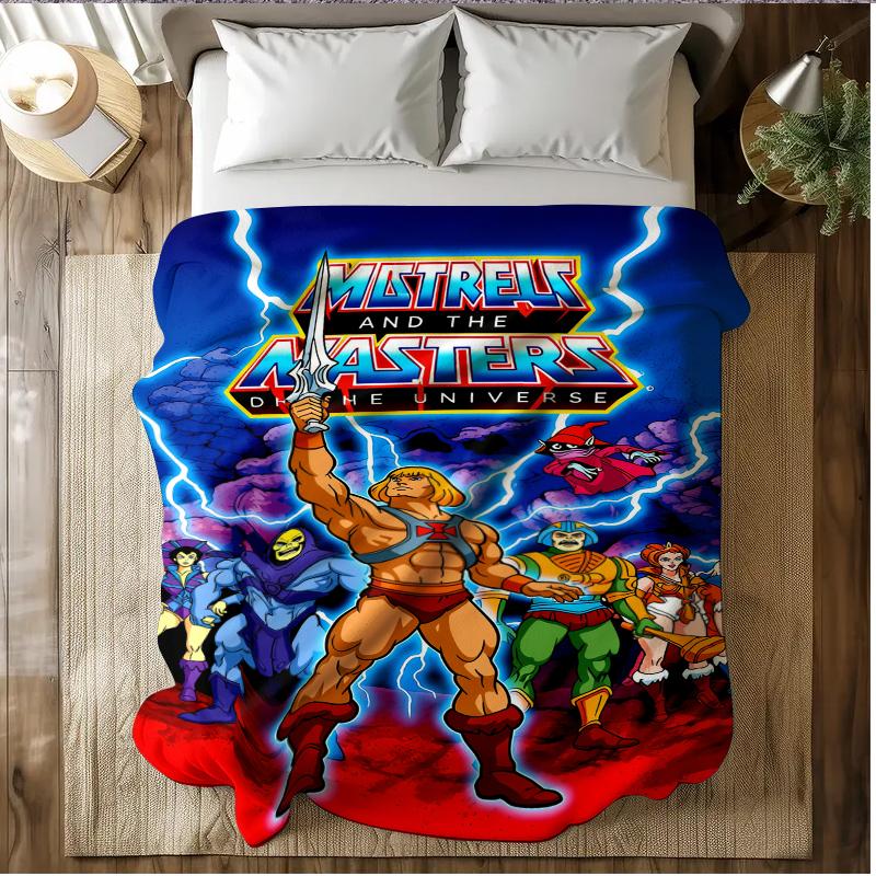 Countdown Sale!Masters of The Universe Anime Flannel Blanket Retro Cartoon Anime He-Man Flannel Suitable for use in offices, sofas, and travel settings, etcSuitable for all four seasons A gift suitable for fans, friends and children
