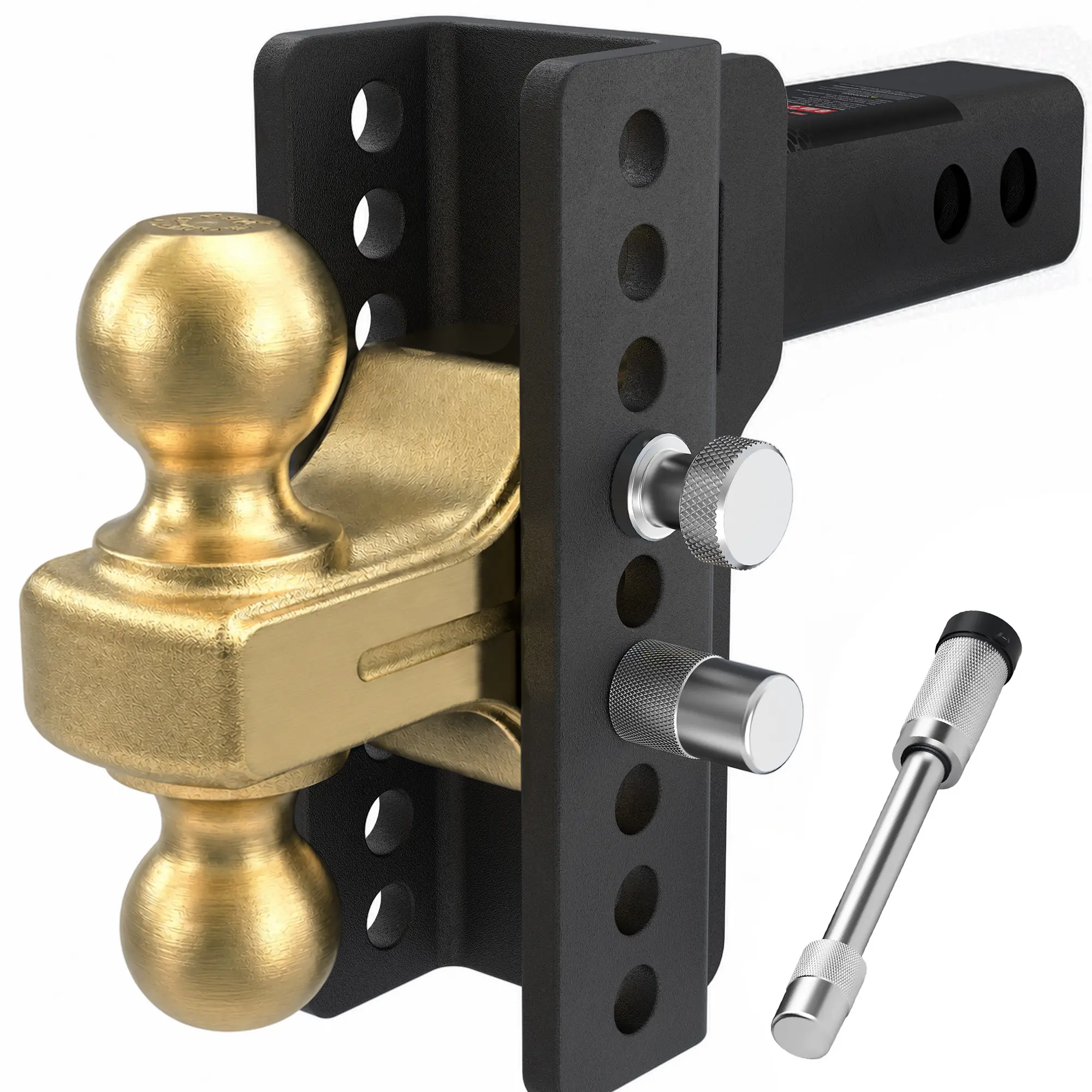 TYT Adjustable Truck Trailer Hitch for 2.5" Receiver, 6" Drop/Rise Tow Hitch with Dual Balls (2" & 2-5/16"), Compatible with Heavy-Duty Trailer Systems up to 22,000 lbs